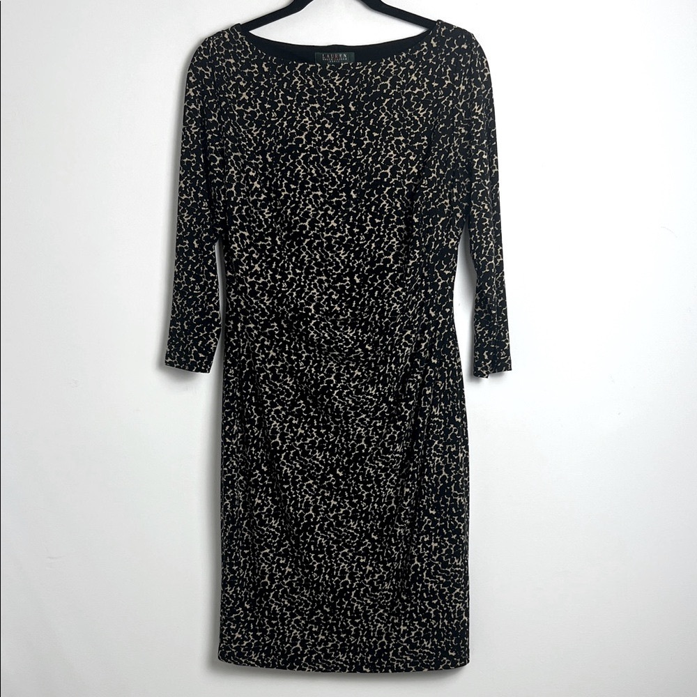 Lauren Ralph Lauren Women's Size 10 Brown Black Animal Print Classic‎ Dress